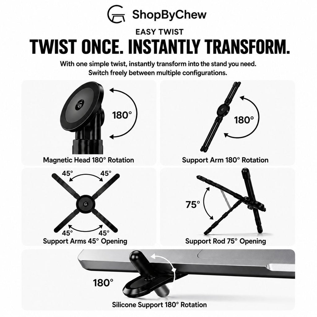 Portable 3-in-1 Magnetic Adjustable Foldable Aluminum Alloy Stand for Laptops, Tablets & Phones